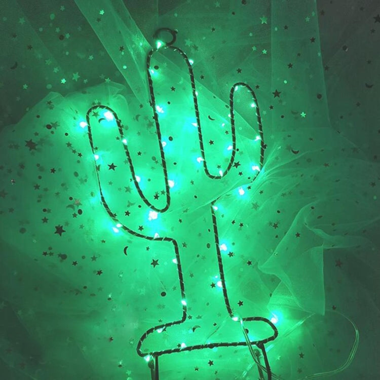 DIY Cactus Green Light LED Decorative Light, 30 LEDs String Light with Hook for Party, Room, Window