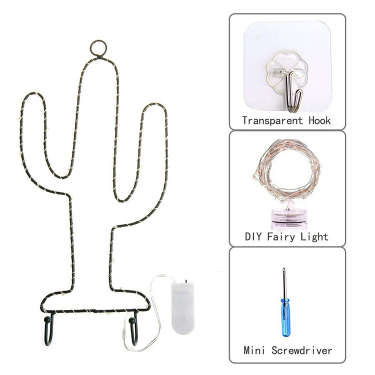 DIY Cactus Green Light LED Decorative Light, 30 LEDs String Light with Hook for Party, Room, Window