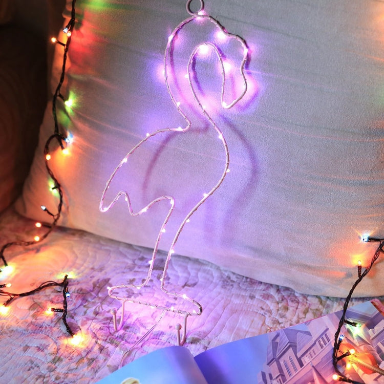 DIY Flamingo Pink and Purple Light LED Decorative Light , 35 LEDs String Light with Hook for Party, Room, Window