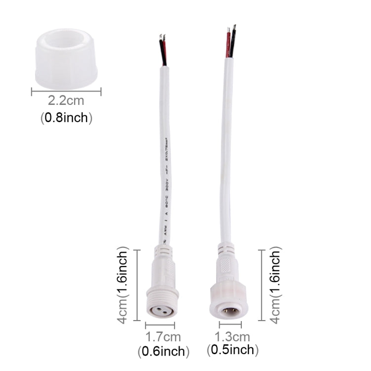 5 Pairs Two Core Mini Waterproof 2Pin 18AWG / 0.75mm  Wire Connector Cable for LED Strips OD 6mm