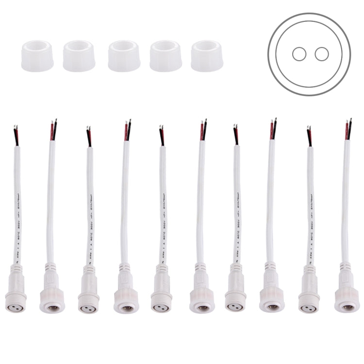 5 Pairs Two Core Mini Waterproof 2Pin 18AWG / 0.75mm  Wire Connector Cable for LED Strips OD 6mm