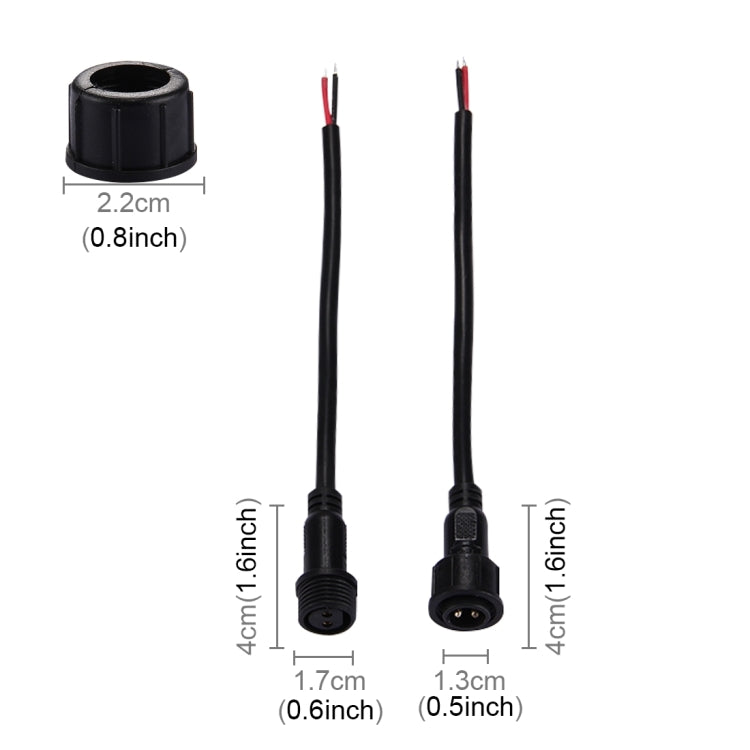 5 Pairs Two Core Mini Waterproof 2Pin 18AWG / 0.75mm  Wire Connector Cable for LED Strips OD 6mm