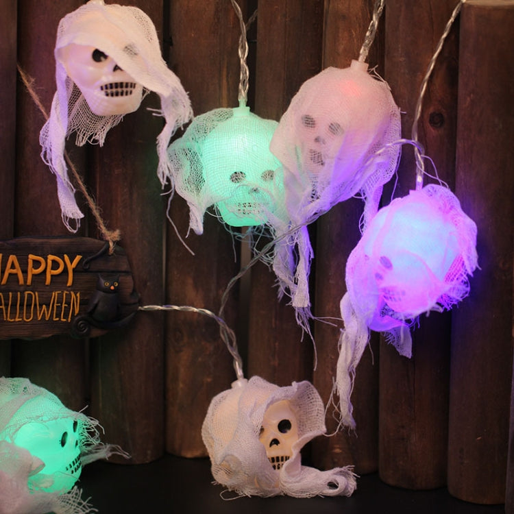 2.5m Gauze Ghost Head Design Colorful Light Halloween Series LED String Light, 20 LEDs 3 x AA Batteries Box Operated Party Props Fairy Decoration Night Lamp