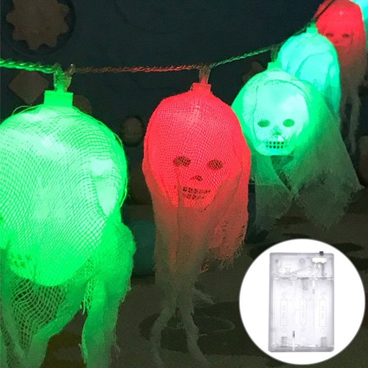2.5m Gauze Ghost Head Design Colorful Light Halloween Series LED String Light, 20 LEDs 3 x AA Batteries Box Operated Party Props Fairy Decoration Night Lamp
