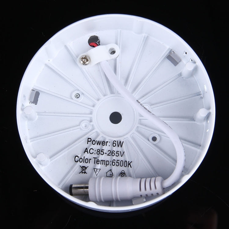 6W Round White Light LED Ceiling Panel Light, 30 LEDs 450-480 LM 6500K Flat Light, AC 85-265V