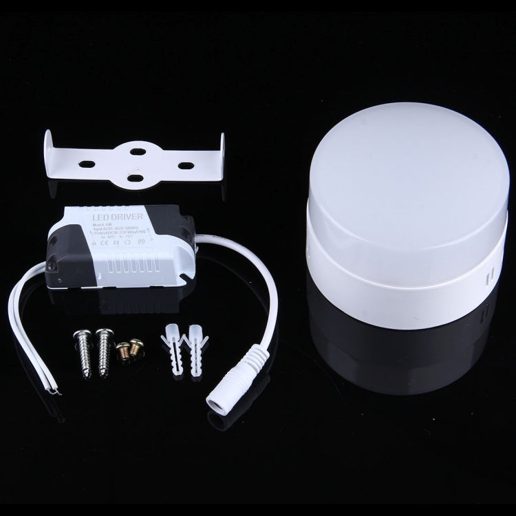 6W Round White Light LED Ceiling Panel Light, 30 LEDs 450-480 LM 6500K Flat Light, AC 85-265V