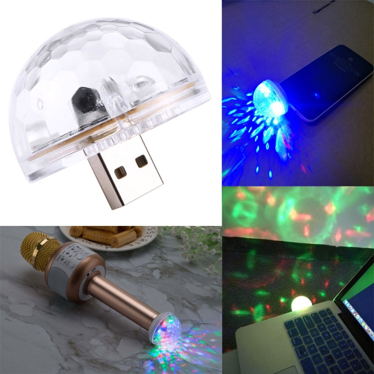 3W USB RGB Magic Ball LED Stage Lamp with Micro USB Adapter, 4 LEDs Mini LED Music Sound Control KTV DJ Disco Light Effect Light(Transparent)