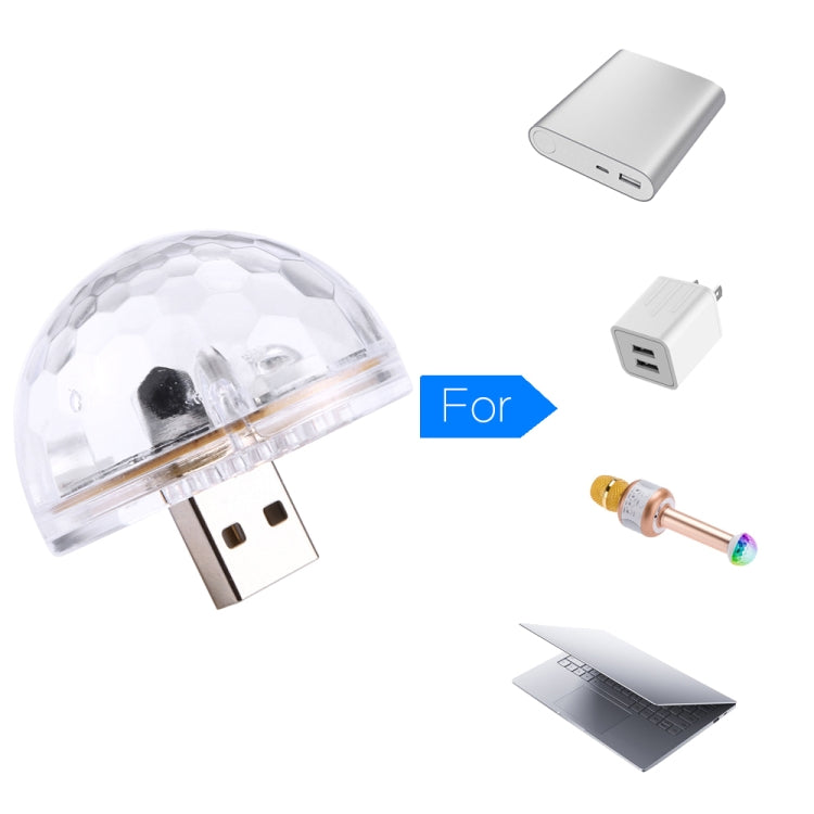 3W USB RGB Magic Ball LED Stage Lamp with Micro USB Adapter, 4 LEDs Mini LED Music Sound Control KTV DJ Disco Light Effect Light(Transparent)