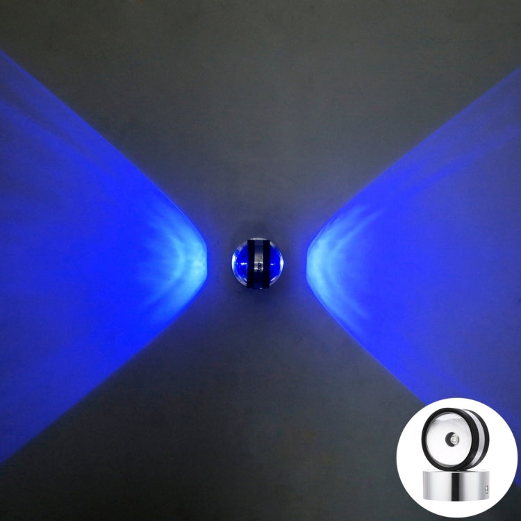 2W Double Sided Crystal Aluminum Blue Light LED Wall Light, 2 LEDs 160 LM Decoration Light, Size: 8 x 8 x 10cm, AC 85-265V