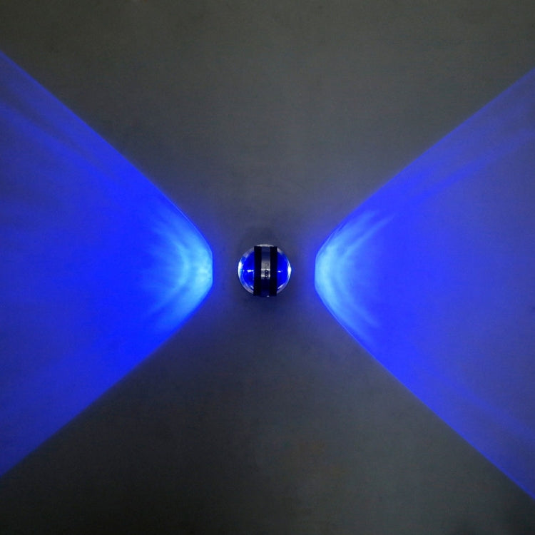 2W Double Sided Crystal Aluminum Blue Light LED Wall Light, 2 LEDs 160 LM Decoration Light, Size: 8 x 8 x 10cm, AC 85-265V
