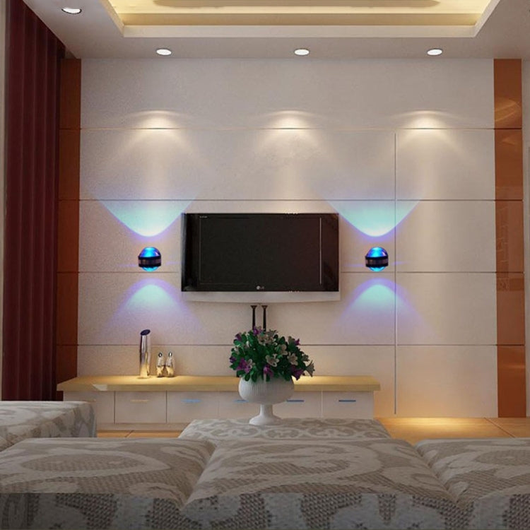 2W Double Sided Crystal Aluminum Blue Light LED Wall Light, 2 LEDs 160 LM Decoration Light, Size: 8 x 8 x 10cm, AC 85-265V