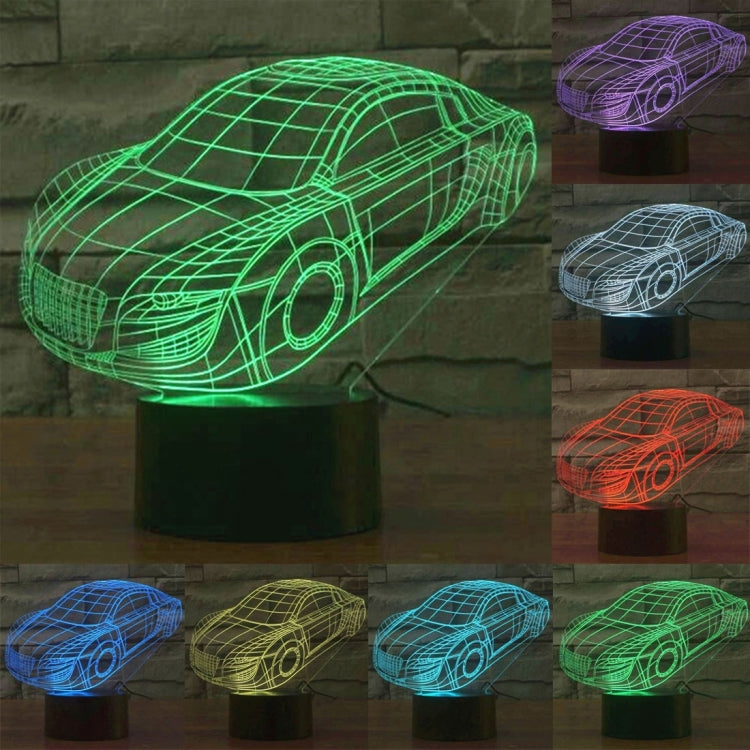 Car Style 3D Touch Switch Control LED Light , 7 Color Discoloration Creative Visual Stereo Lamp Desk Lamp Night Light