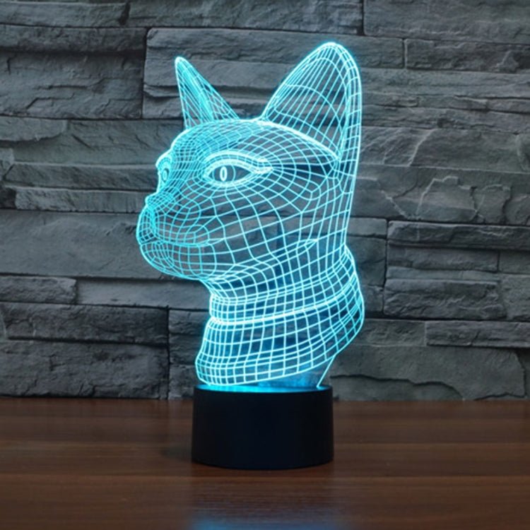 Side Face Cat Style 3D Touch Switch Control LED Light , 7 Color Discoloration Creative Visual Stereo Lamp Desk Lamp Night Light