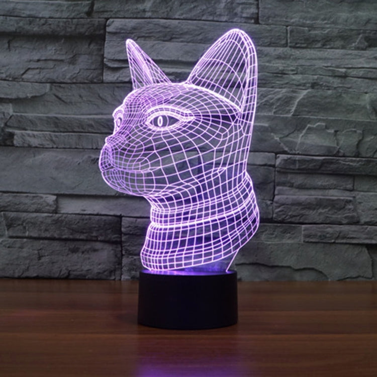 Side Face Cat Style 3D Touch Switch Control LED Light , 7 Color Discoloration Creative Visual Stereo Lamp Desk Lamp Night Light