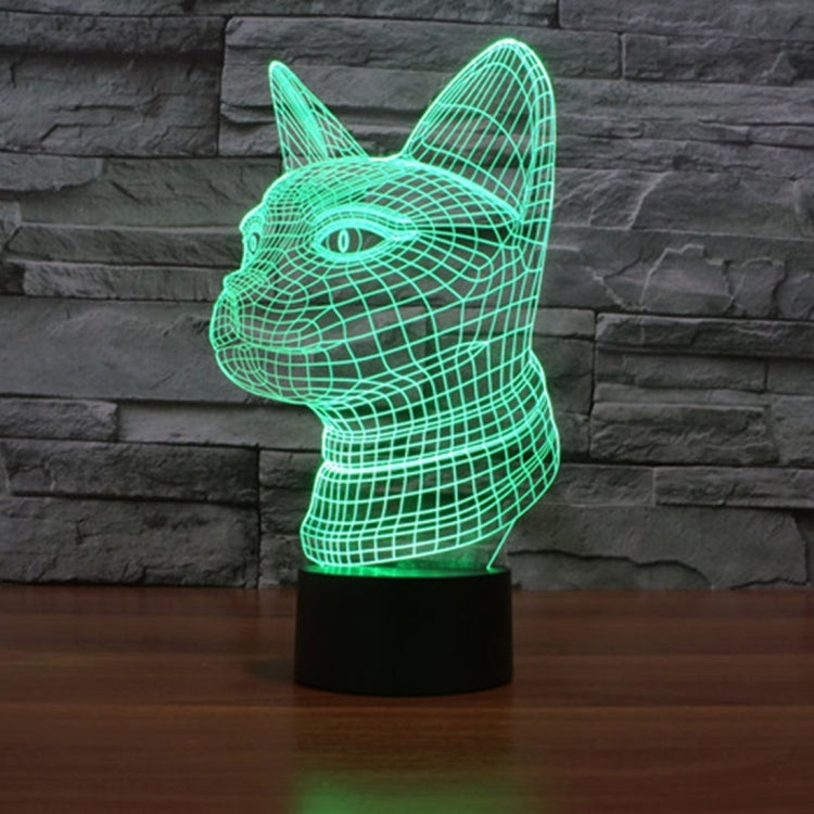 Side Face Cat Style 3D Touch Switch Control LED Light , 7 Color Discoloration Creative Visual Stereo Lamp Desk Lamp Night Light
