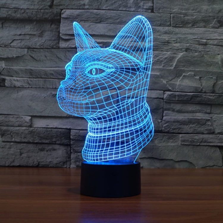 Side Face Cat Style 3D Touch Switch Control LED Light , 7 Color Discoloration Creative Visual Stereo Lamp Desk Lamp Night Light