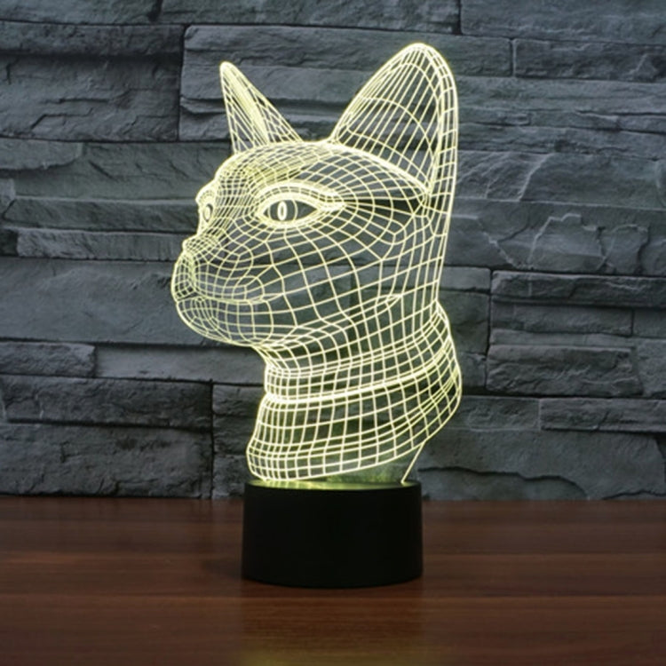 Side Face Cat Style 3D Touch Switch Control LED Light , 7 Color Discoloration Creative Visual Stereo Lamp Desk Lamp Night Light