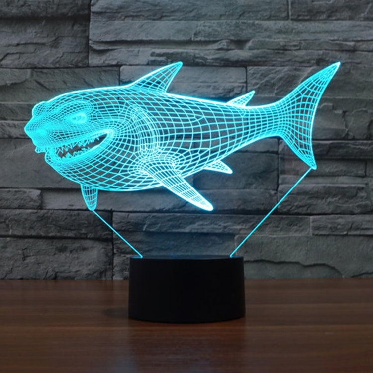 Side Face Shark Style 3D Touch Switch Control LED Light , 7 Color Discoloration Creative Visual Stereo Lamp Desk Lamp Night Light