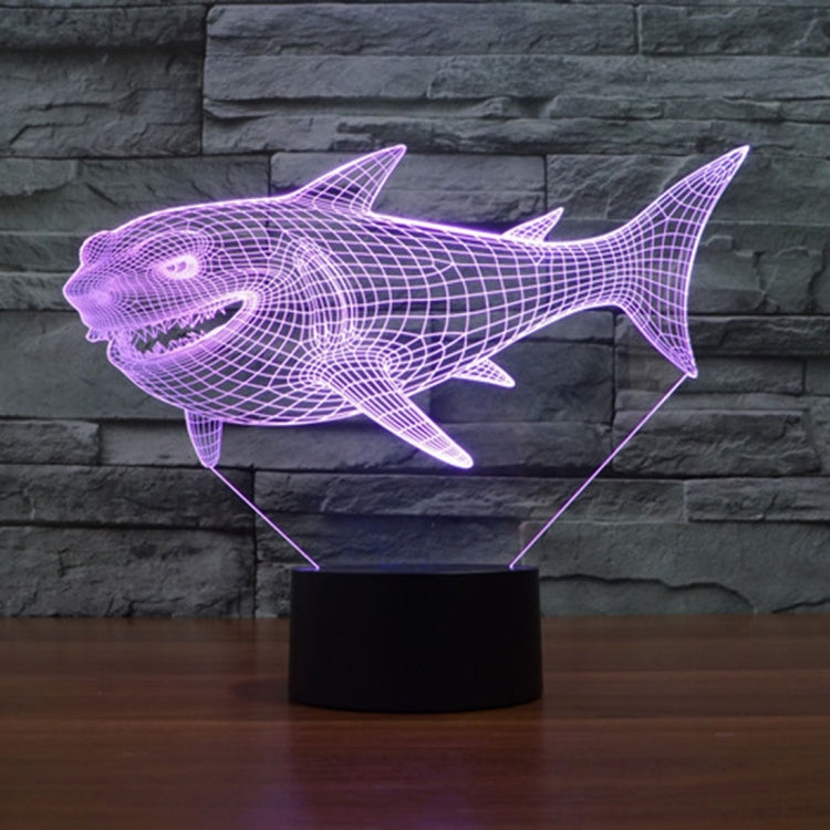 Side Face Shark Style 3D Touch Switch Control LED Light , 7 Color Discoloration Creative Visual Stereo Lamp Desk Lamp Night Light