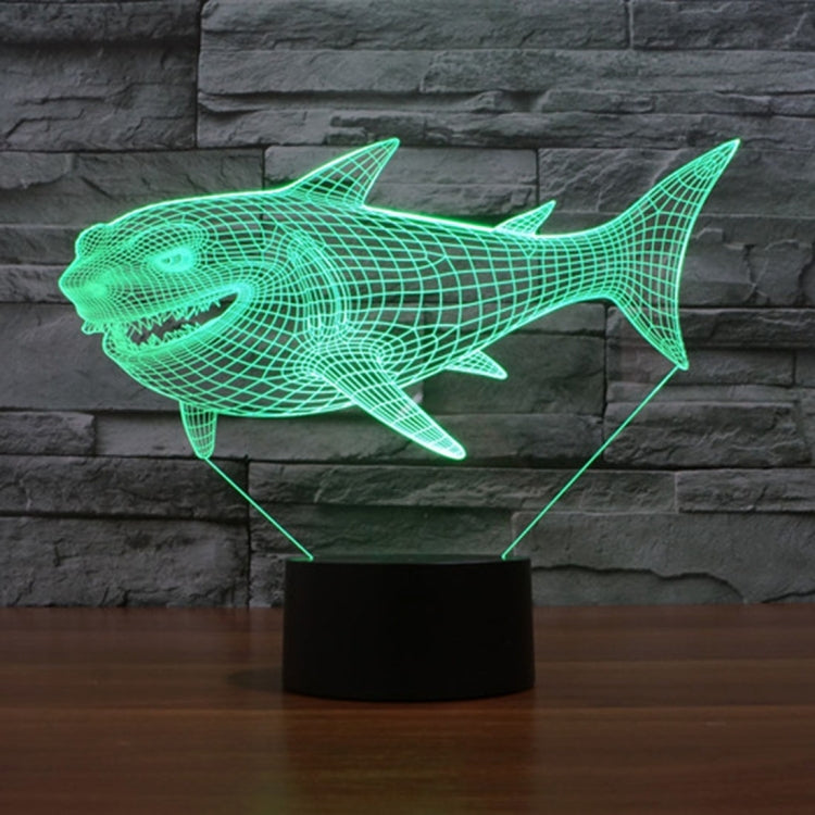 Side Face Shark Style 3D Touch Switch Control LED Light , 7 Color Discoloration Creative Visual Stereo Lamp Desk Lamp Night Light