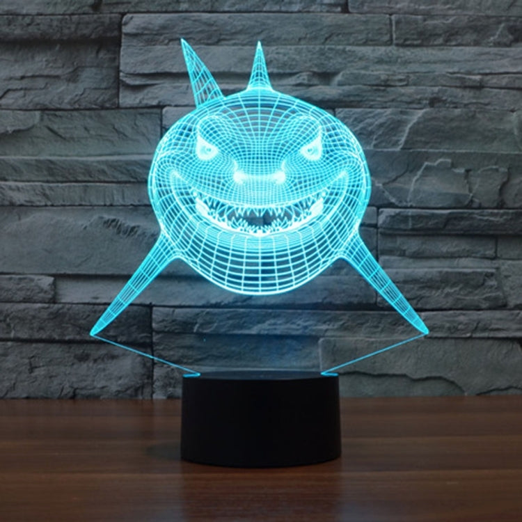 Positive Face Shark Style 3D Touch Switch Control LED Light , 7 Color Discoloration Creative Visual Stereo Lamp Desk Lamp Night Light