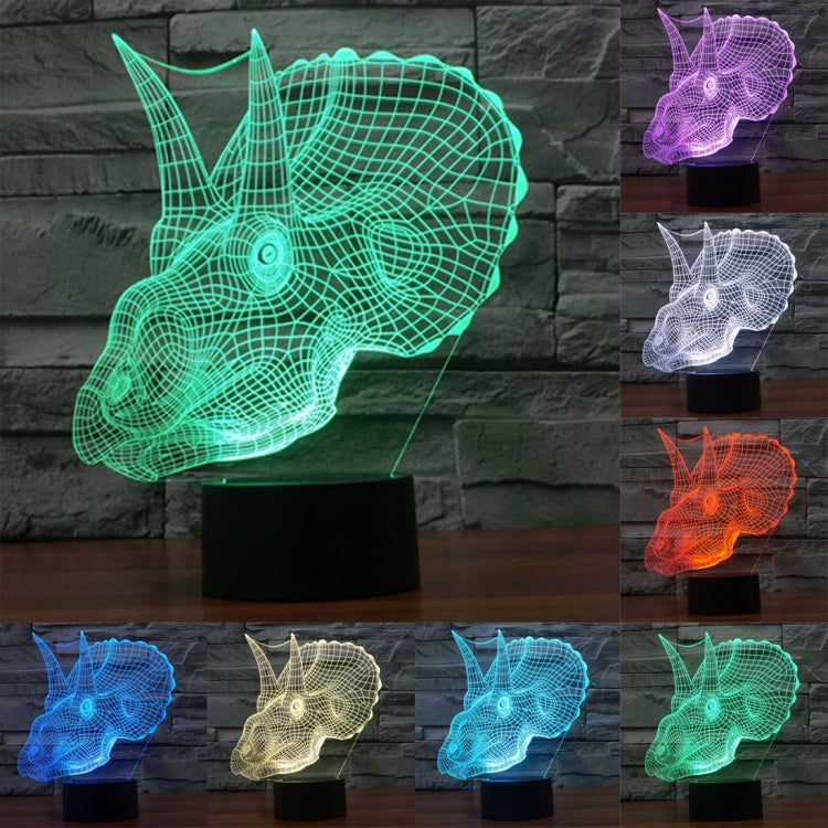 Dinosaur Style 3D Touch Switch Control LED Light , 7 Color Discoloration Creative Visual Stereo Lamp Desk Lamp Night Light