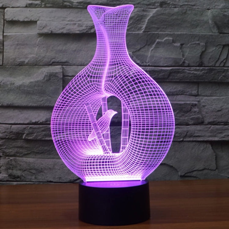 Bird In The Cage Style 3D Touch Switch Control LED Light , 7 Color Discoloration Creative Visual Stereo Lamp Desk Lamp Night Light