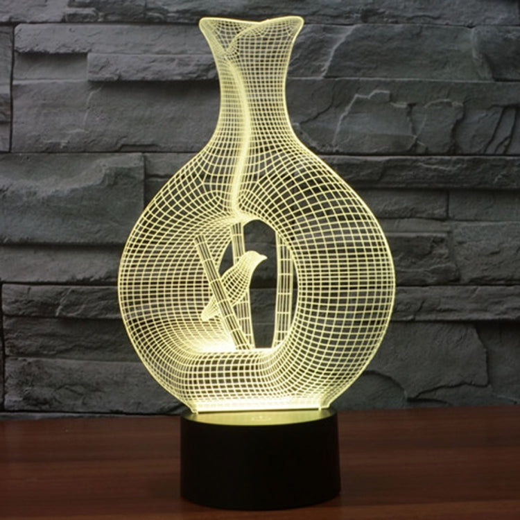 Bird In The Cage Style 3D Touch Switch Control LED Light , 7 Color Discoloration Creative Visual Stereo Lamp Desk Lamp Night Light