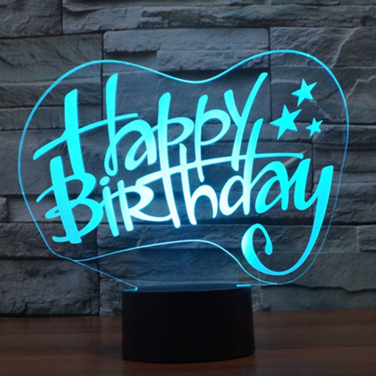 Happy Birthday Style 3D Touch Switch Control LED Light , 7 Color Discoloration Creative Visual Stereo Lamp Desk Lamp Night Light