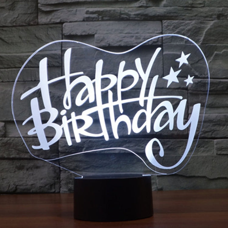 Happy Birthday Style 3D Touch Switch Control LED Light , 7 Color Discoloration Creative Visual Stereo Lamp Desk Lamp Night Light