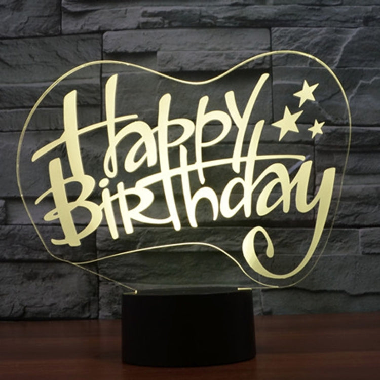 Happy Birthday Style 3D Touch Switch Control LED Light , 7 Color Discoloration Creative Visual Stereo Lamp Desk Lamp Night Light