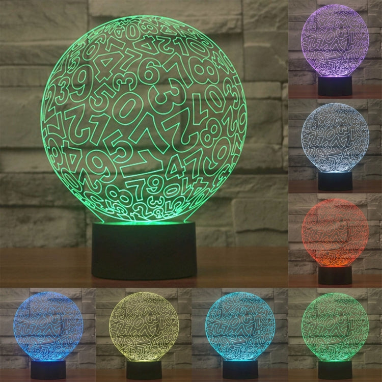 Numbers Style 3D Touch Switch Control LED Light , 7 Color Discoloration Creative Visual Stereo Lamp Desk Lamp Night Light