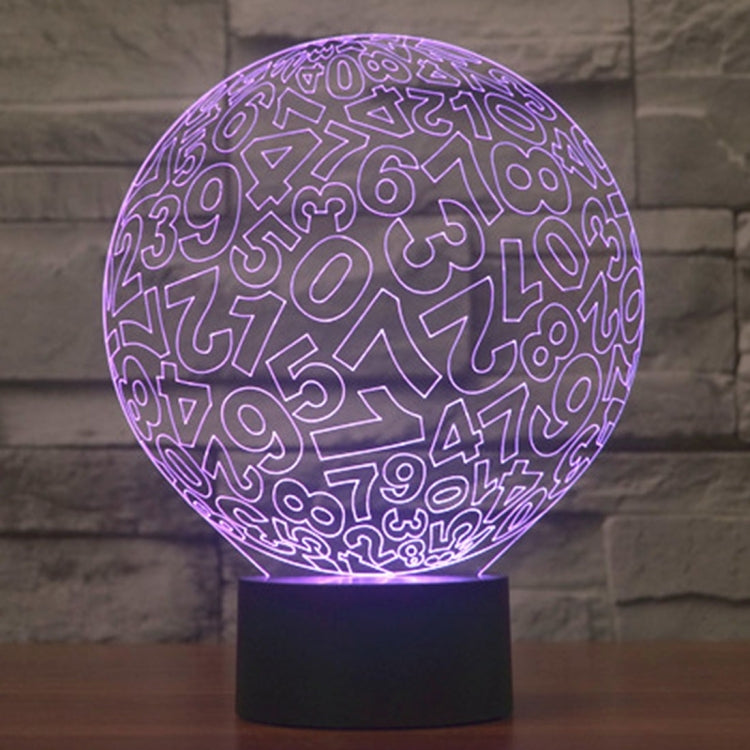 Numbers Style 3D Touch Switch Control LED Light , 7 Color Discoloration Creative Visual Stereo Lamp Desk Lamp Night Light