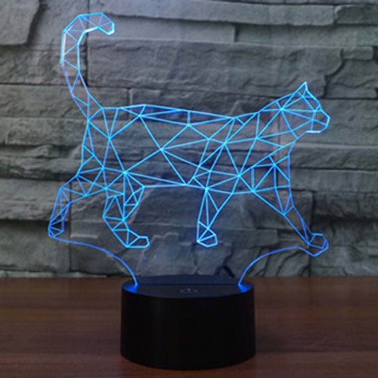 Walking Cat Shape 3D Touch Switch Control LED Light , 7 Colour Discoloration Creative Visual Stereo Lamp Desk Lamp Night Light