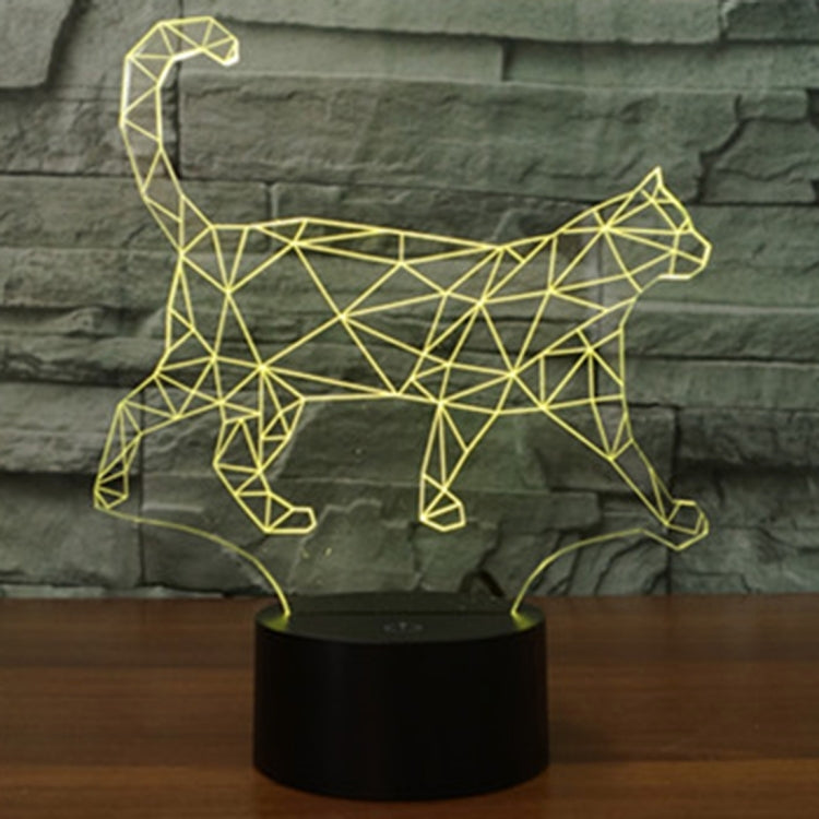 Walking Cat Shape 3D Touch Switch Control LED Light , 7 Colour Discoloration Creative Visual Stereo Lamp Desk Lamp Night Light