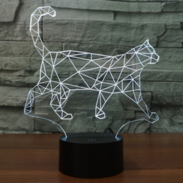 Walking Cat Shape 3D Touch Switch Control LED Light , 7 Colour Discoloration Creative Visual Stereo Lamp Desk Lamp Night Light