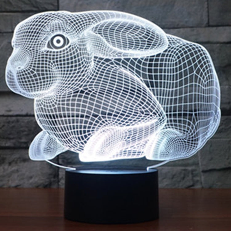 Rabbit Shape 3D Touch Switch Control LED Light , 7 Colour Discoloration Creative Visual Stereo Lamp Desk Lamp Night Light