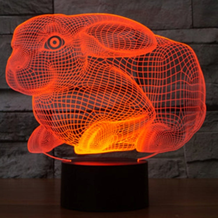 Rabbit Shape 3D Touch Switch Control LED Light , 7 Colour Discoloration Creative Visual Stereo Lamp Desk Lamp Night Light