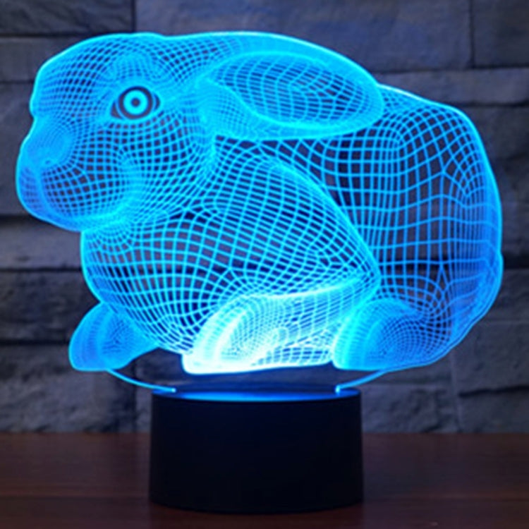 Rabbit Shape 3D Touch Switch Control LED Light , 7 Colour Discoloration Creative Visual Stereo Lamp Desk Lamp Night Light