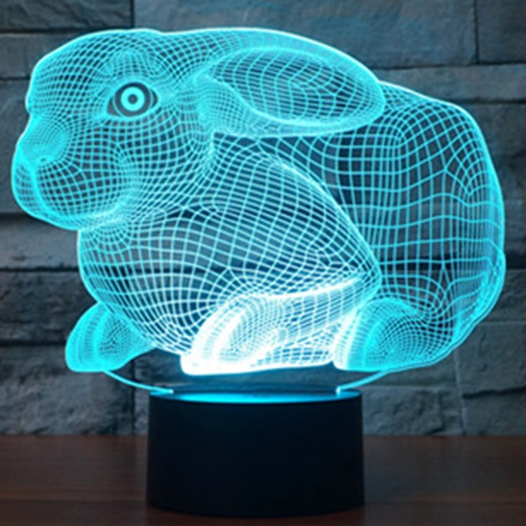 Rabbit Shape 3D Touch Switch Control LED Light , 7 Colour Discoloration Creative Visual Stereo Lamp Desk Lamp Night Light