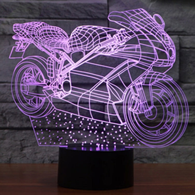 Motorcycle Shape 3D Touch Switch Control LED Light , 7 Colour Discoloration Creative Visual Stereo Lamp Desk Lamp Night Light