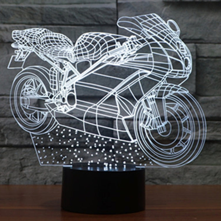 Motorcycle Shape 3D Touch Switch Control LED Light , 7 Colour Discoloration Creative Visual Stereo Lamp Desk Lamp Night Light