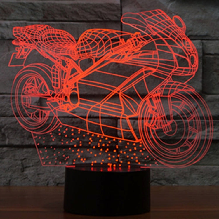 Motorcycle Shape 3D Touch Switch Control LED Light , 7 Colour Discoloration Creative Visual Stereo Lamp Desk Lamp Night Light