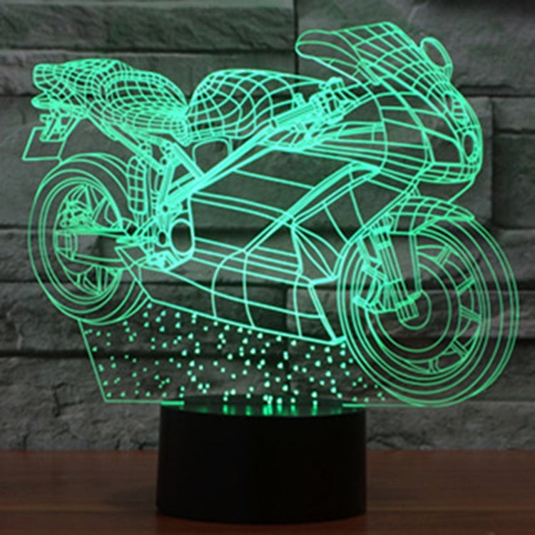 Motorcycle Shape 3D Touch Switch Control LED Light , 7 Colour Discoloration Creative Visual Stereo Lamp Desk Lamp Night Light