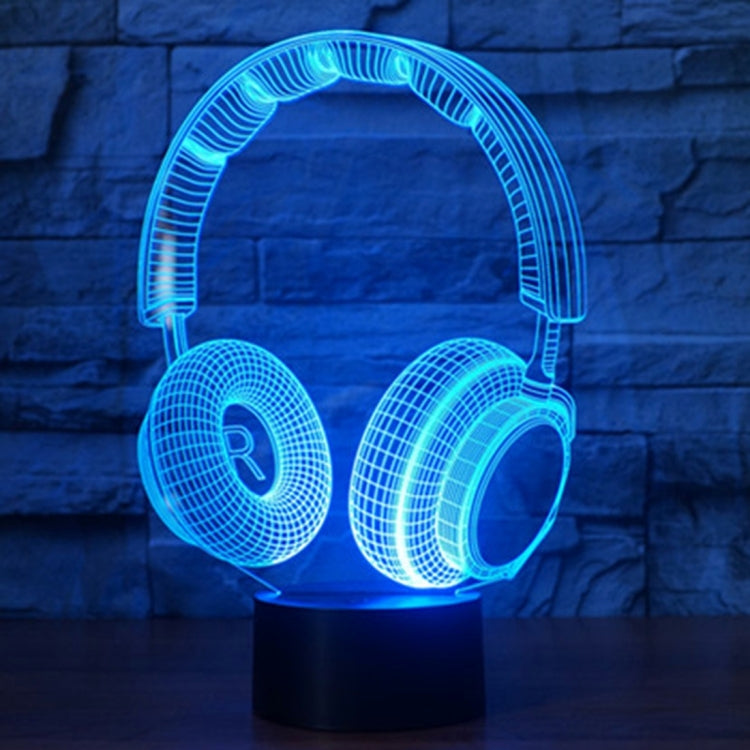 Headset Shape 3D Touch Switch Control LED Light , 7 Colour Discoloration Creative Visual Stereo Lamp Desk Lamp Night Light