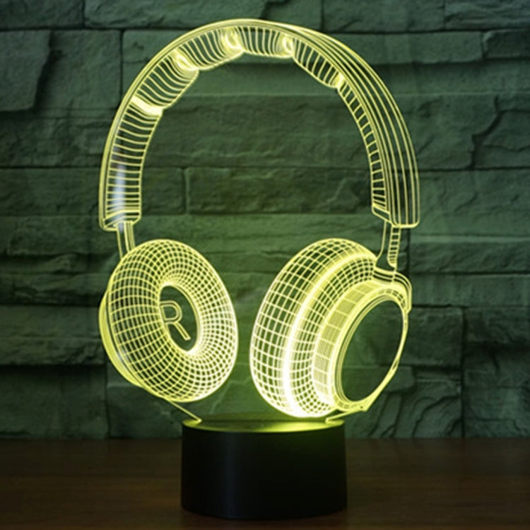 Headset Shape 3D Touch Switch Control LED Light , 7 Colour Discoloration Creative Visual Stereo Lamp Desk Lamp Night Light