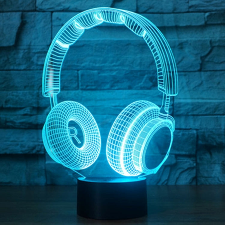 Headset Shape 3D Touch Switch Control LED Light , 7 Colour Discoloration Creative Visual Stereo Lamp Desk Lamp Night Light