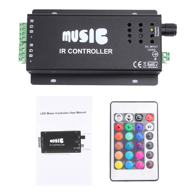 SX-020 Sensitivety Regulation Music IR Controller with IR Remote Control, DC 12-24V(Black)