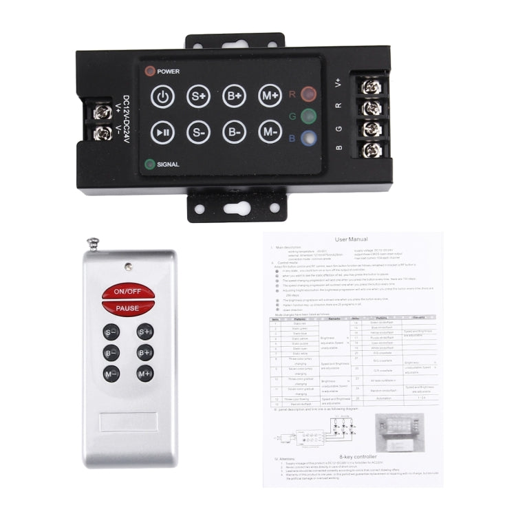 SX-042RF Double Board 8-key RF Remote Controller with Remote Control, DC 12-24V(Black)