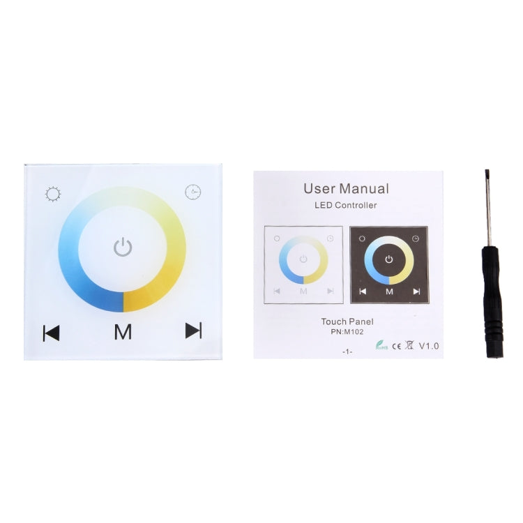 SX-M102 Double Channel Touch Panel LED Remote Controller, Support LED Backlight, Can Match the Remote Control, DC 12-24V(White)